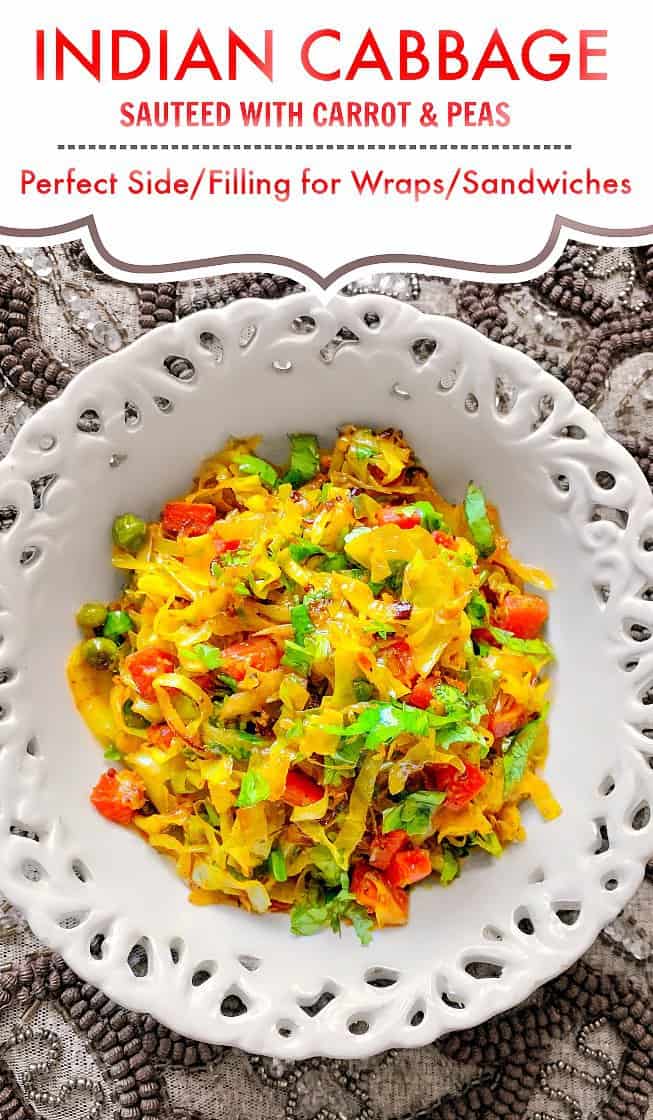 Sauteed Indian Cabbage with Carrot & Peas V+GF