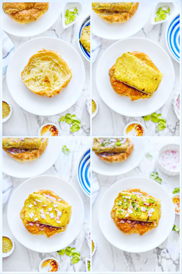 how to make masala egg croissant sandwich