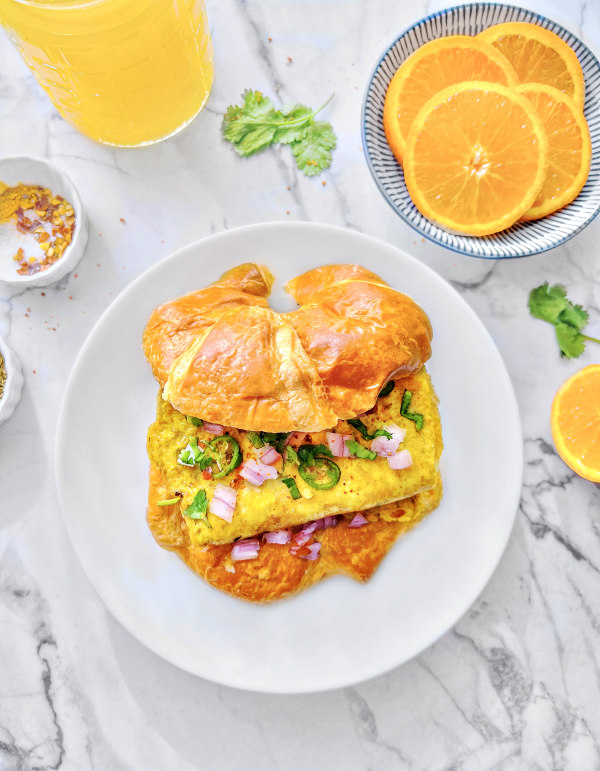 indian egg croissant sandwich