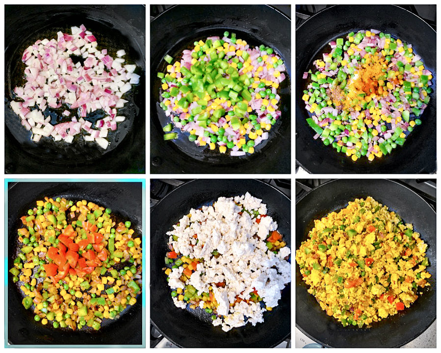 curried tofu scramble process