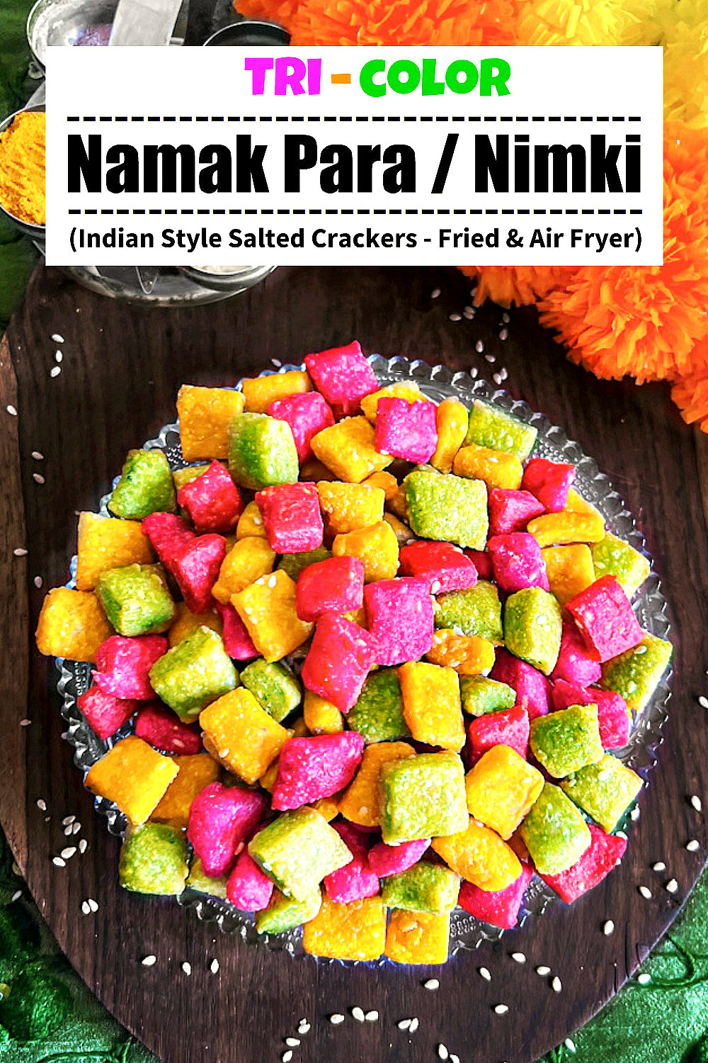 Tri Color Namak Para Recipe - Colorful Nimki Recipe