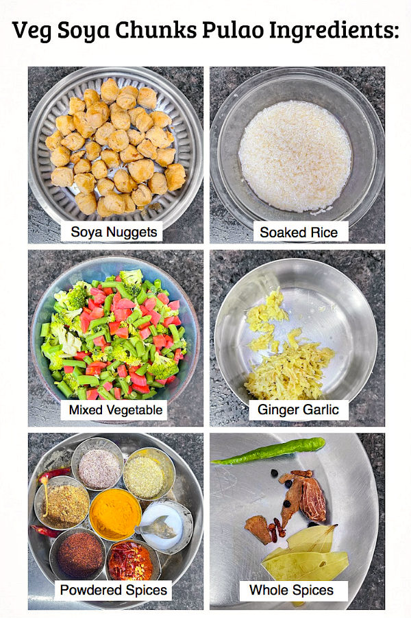 soya chunks veg pulao ingredients