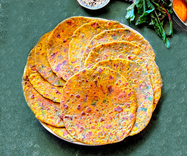 beetroot-leaves-paratha-beetroot-greens-flatbread
