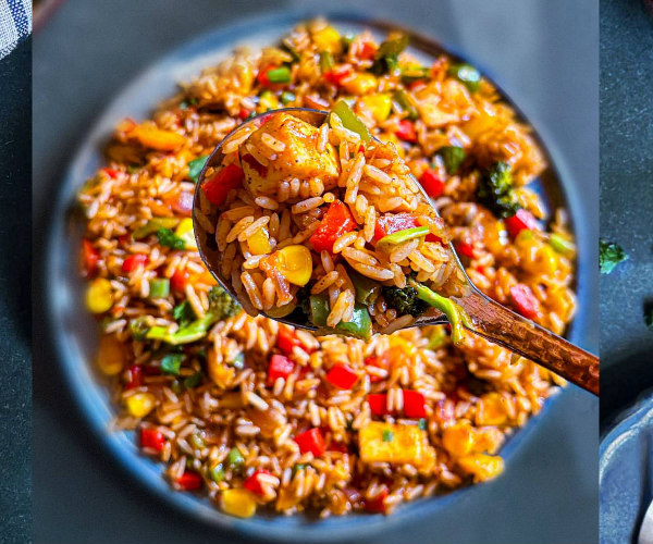 Peri Peri Veg Fried Rice with Paneer or Tofu