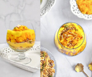 mango shrikhand granola parfait